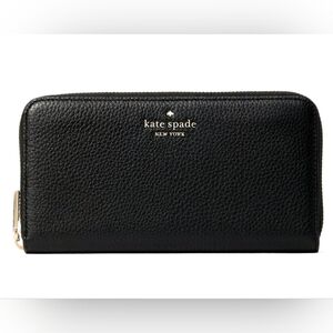 Kate Spade Leila Large Continental Wallet Black Pebbled Leather